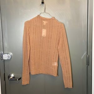 H&M nude sheer mock neck top S